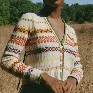 Doen Fair Isle Alba Cashmere Multicolored Cardigan Sweater